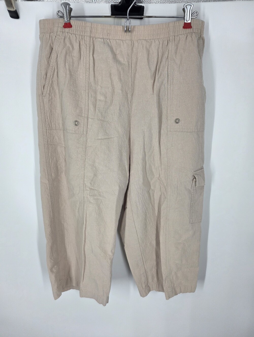 Koret Petite Beige Cotton Cargo Capris Pants PM Tan